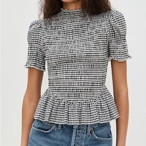 Reformation Aggie Top in Black Check